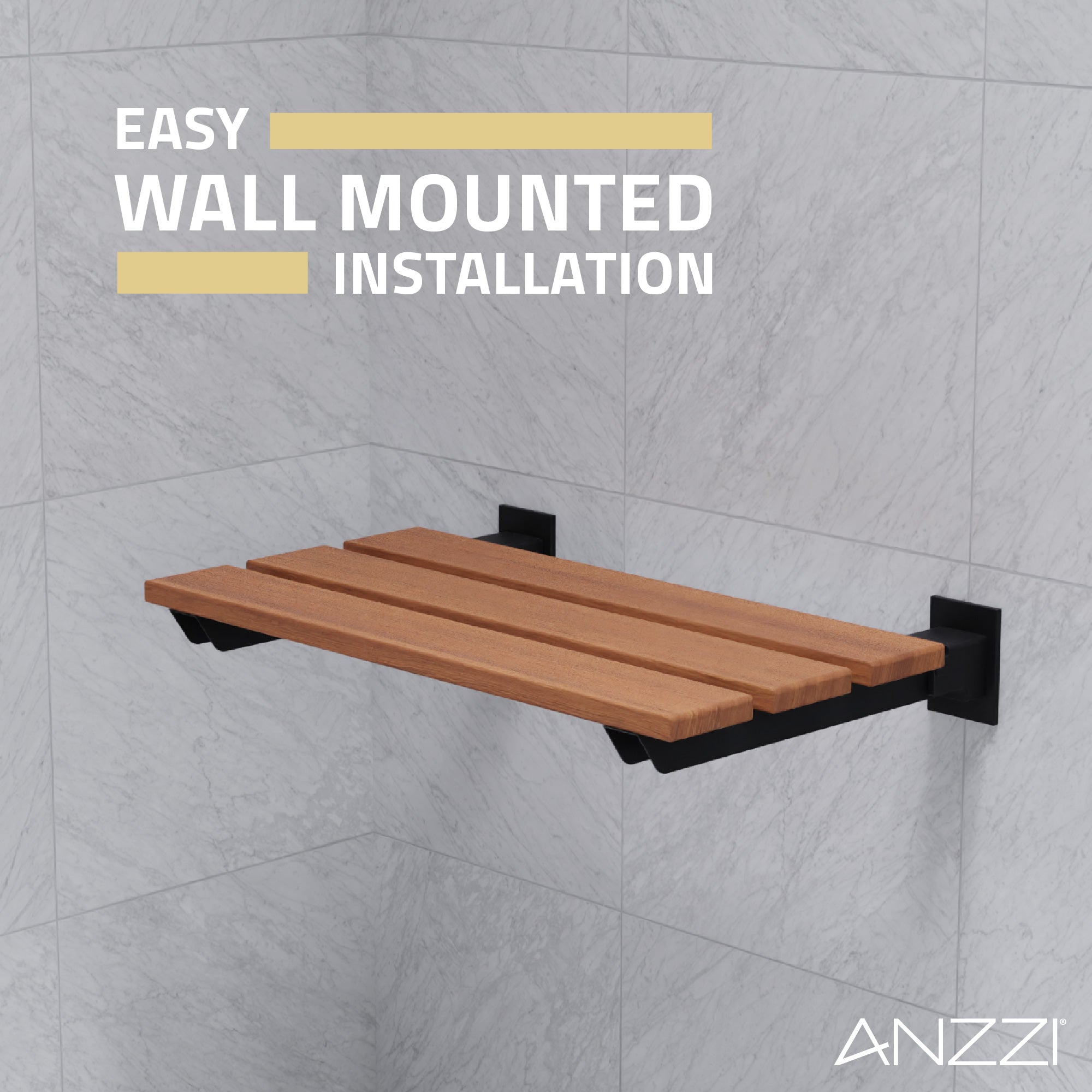 Bohemian 18.7 in. Teak Wall Mounted Folding Shower Seat