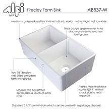 Load image into Gallery viewer, ALFI brand AB537-W White 32&quot; Fluted Apron Double Bowl Fireclay Farmhouse Kitchen Sink
