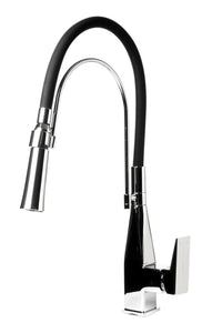 ALFI brand ABKF3023-PC Polished Chrome Square Kitchen Faucet with Black Rubber Stem