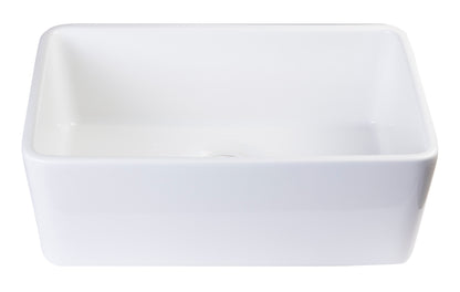 ALFI brand AB503-W White 23" Smooth Apron Fireclay Single Bowl Farmhouse Kitchen Sink