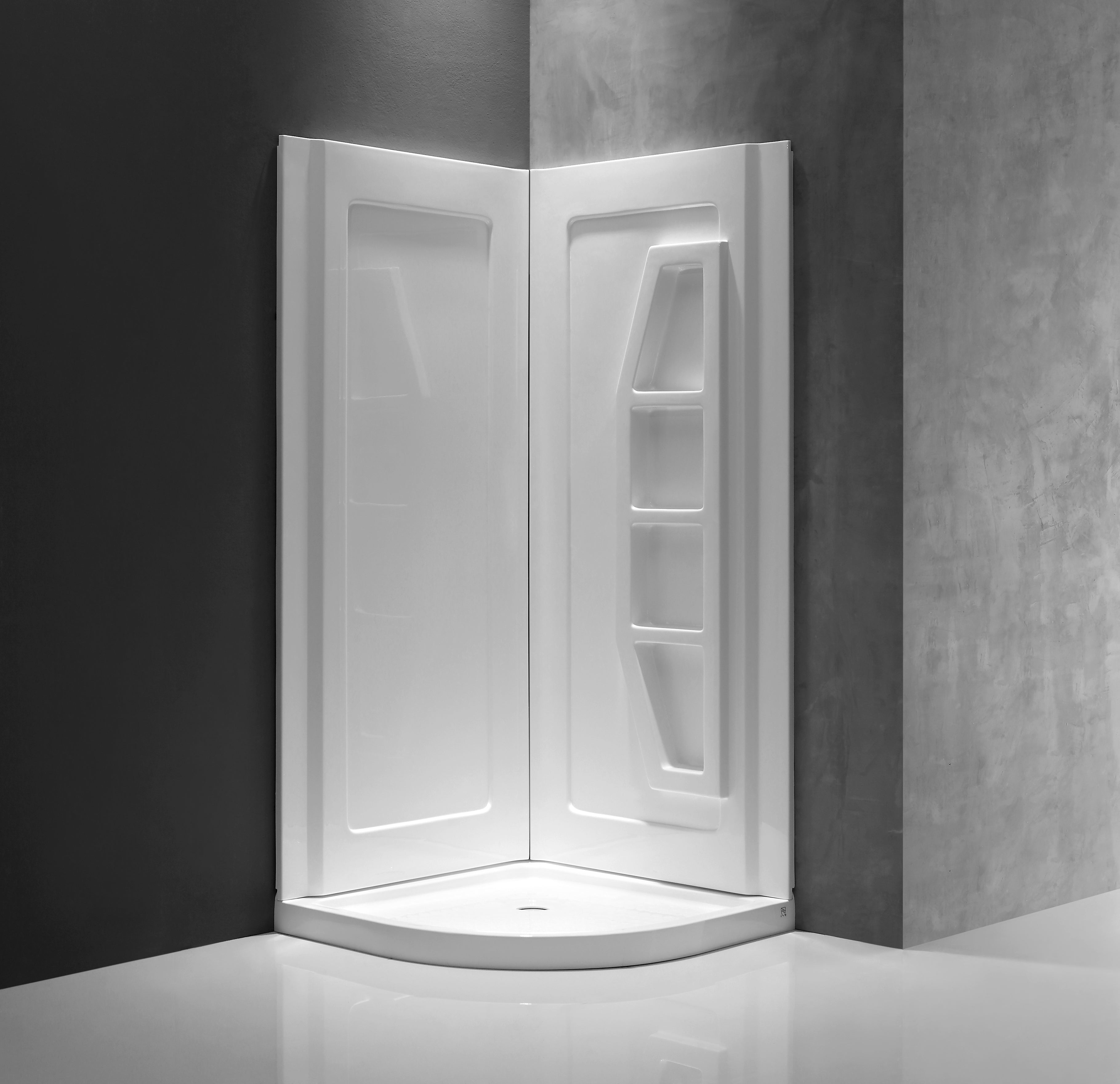 Gradient 36 in. x 36 in. x 74 in. 2-piece DIY Friendly Corner Shower Surround in White