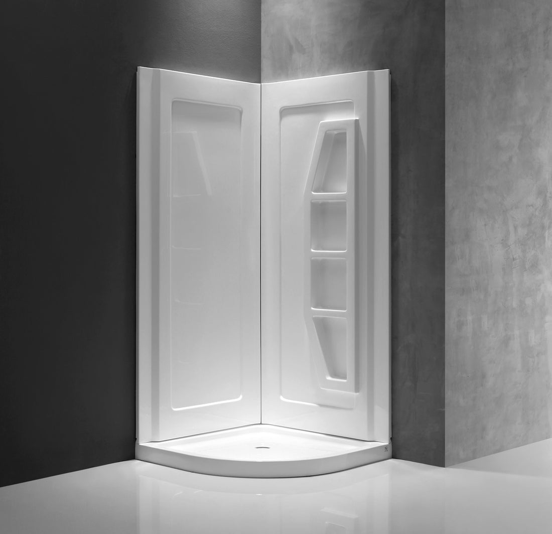 Sharman 36 in. x 36 in. x 74 in. 2-piece DIY Friendly Corner Shower Surround in White