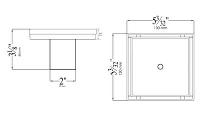 ALFI brand ABSD55A 5" x 5" Modern Square Stainless Steel Shower Drain w/o Cover