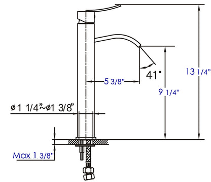 ALFI brand AB1158-PC Tall Polished Chrome Tall Square Body Curved Spout Single Lever Bathroom Faucet