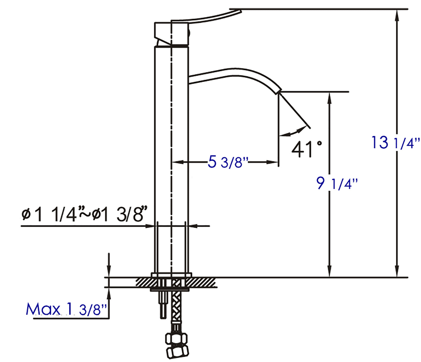 ALFI brand AB1158-BN Tall Brushed Nickel Tall Square Body Curved Spout Single Lever Bathroom Faucet