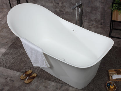 ALFI brand AB9915 74" White Solid Surface Smooth Resin Soaking Slipper Bathtub