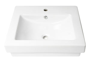 ALFI brand ABC701 White 24" Rectangular Semi Recessed Ceramic Sink with Faucet Hole