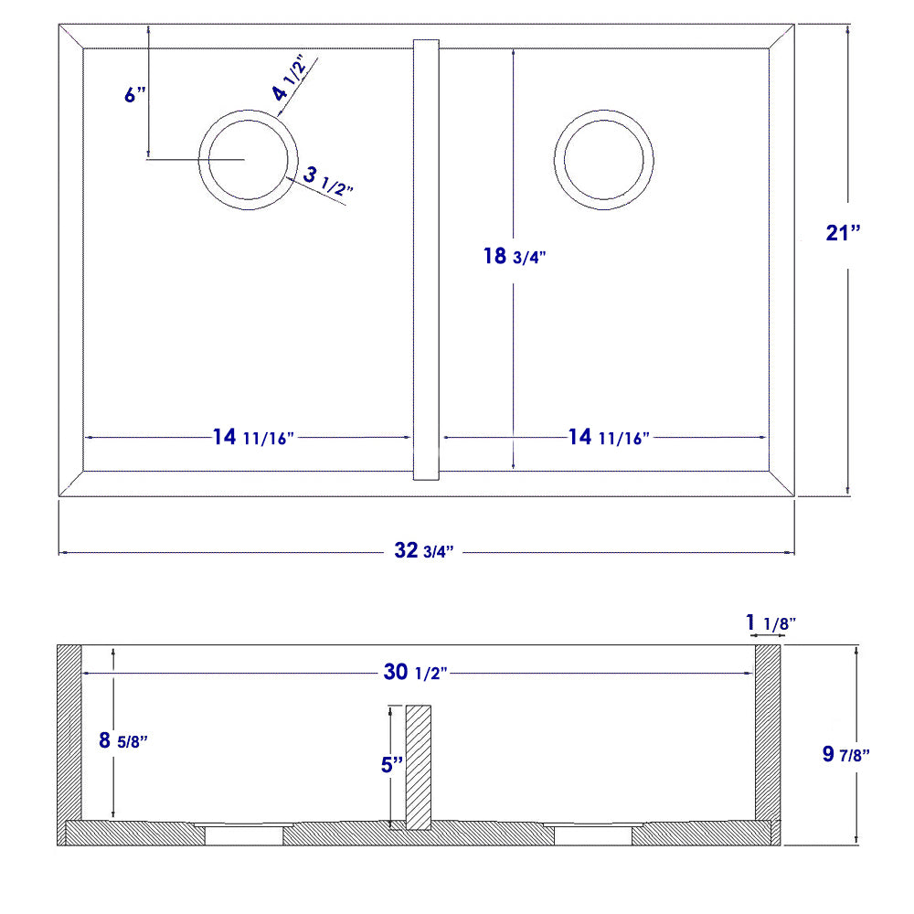 ALFI brand AB3321 33" Double Bowl Bamboo Kitchen Farm Sink