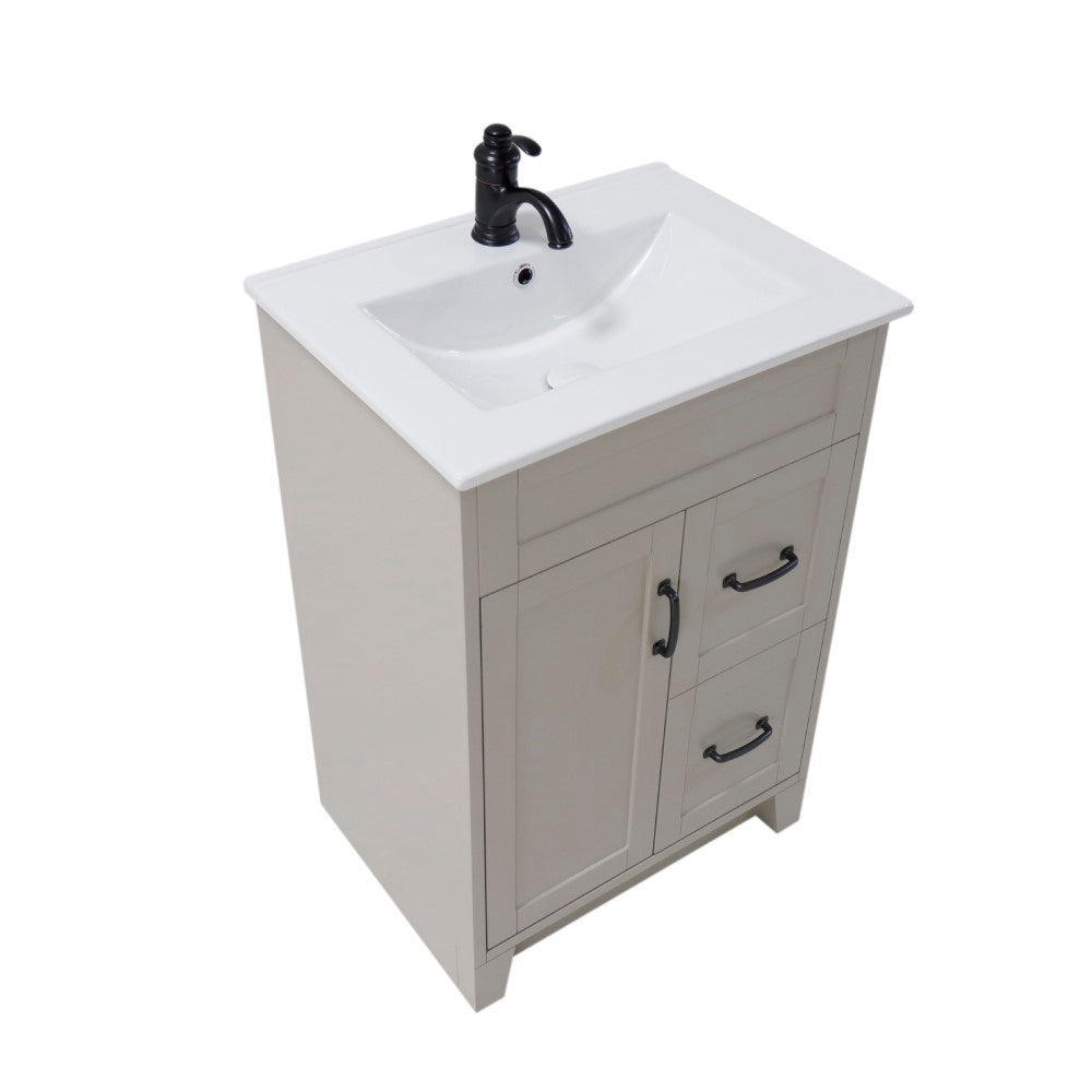 Bellaterra 24" Manufactured Wood Single Rectangular Sink Vanity 9004-24-LG (Light Gray)