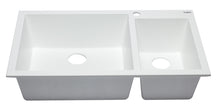 Load image into Gallery viewer, ALFI brand AB3319DI-W White 34&quot; Double Bowl Drop In Granite Composite Kitchen Sink