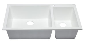 ALFI brand AB3319DI-W White 34" Double Bowl Drop In Granite Composite Kitchen Sink