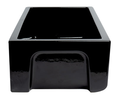 ALFI brand AB3318HS-BG Black Gloss 33" x 18" Reversible Fluted / Smooth Fireclay Farm Sink