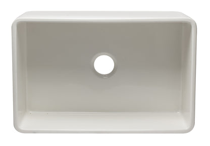 ALFI brand AB3020SB-W 30 inch White Reversible Single Fireclay Farmhouse Kitchen Sink