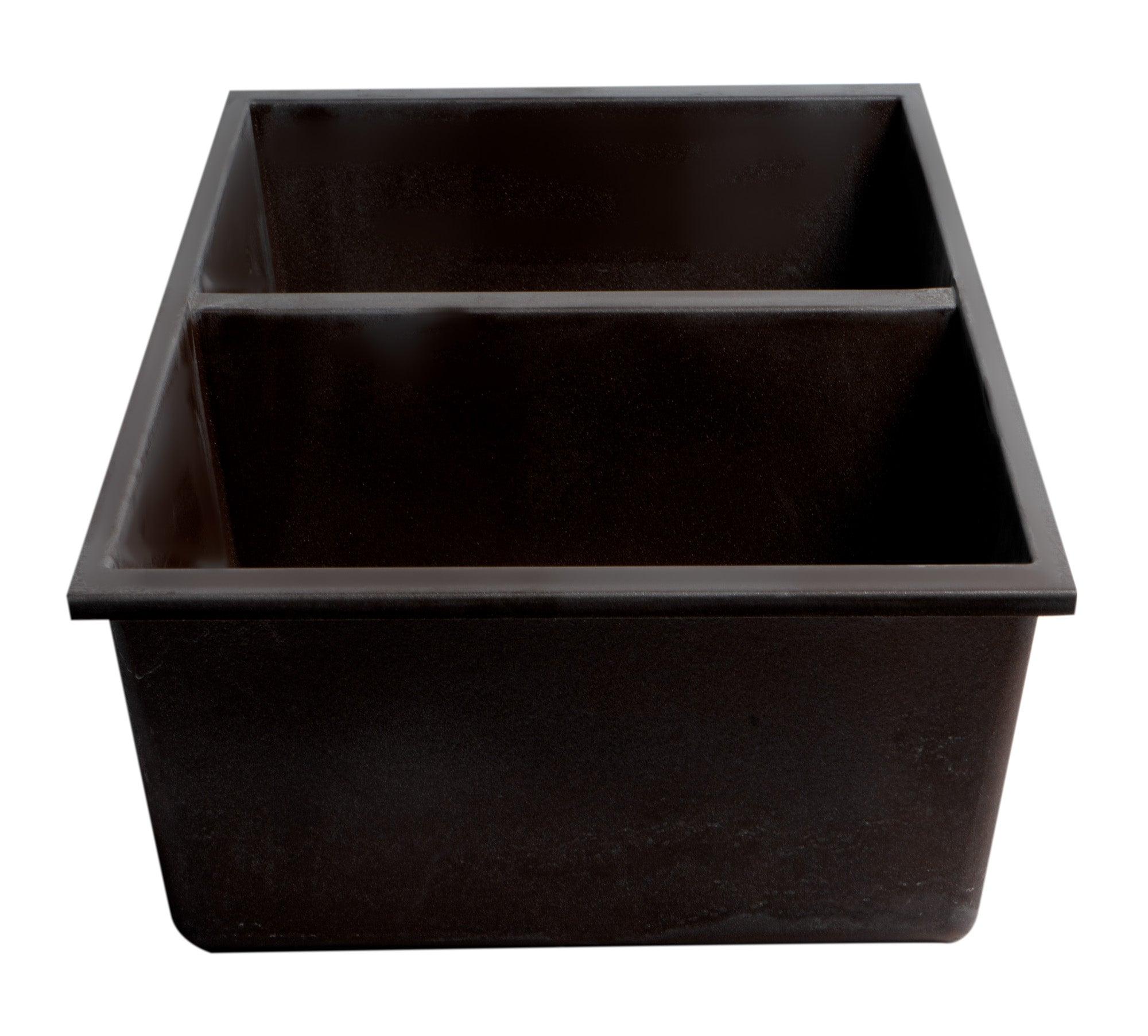 ALFI brand AB3420UM-C Chocolate 34" Undermount Double Bowl Granite Composite Kitchen Sink