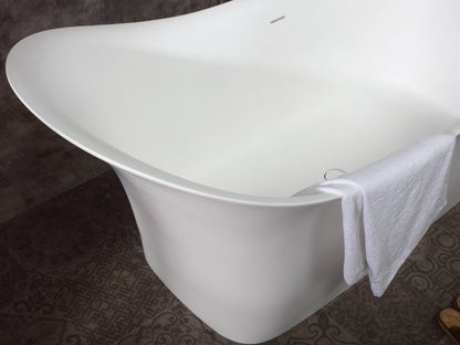 ALFI brand AB9915 74" White Solid Surface Smooth Resin Soaking Slipper Bathtub