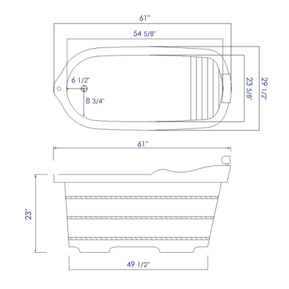 ALFI brand AB1139 61" Free Standing Cedar Wooden Bathtub  with Fixtures & Headrest