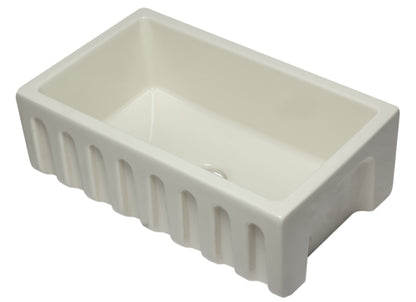 ALFI brand AB3018HS-B 30 inch Biscuit Reversible Smooth / Fluted Single Bowl Fireclay Farm Sink