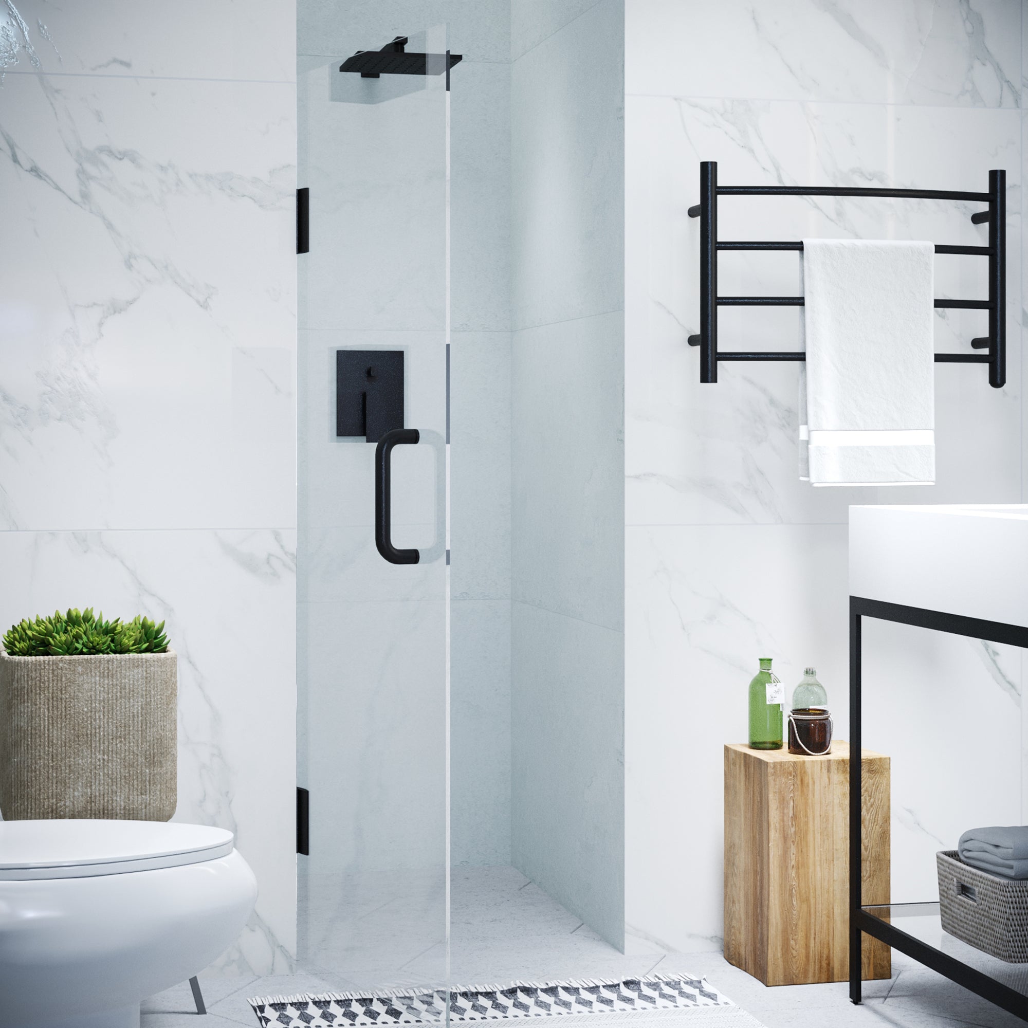 Passion Series 24 in. by 72 in. Frameless Hinged Shower Door with Handle