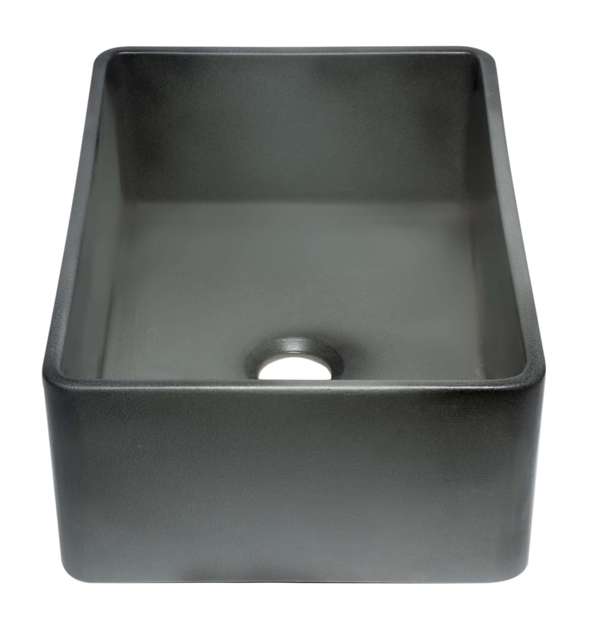 ALFI brand ABCO3020SB Concrete Color 30 inch Reversible Single Fireclay Farmhouse Kitchen Sink