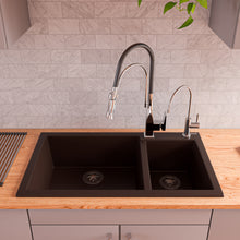 Load image into Gallery viewer, ALFI brand AB3319DI-C Chocolate 34&quot; Double Bowl Drop In Granite Composite Kitchen Sink