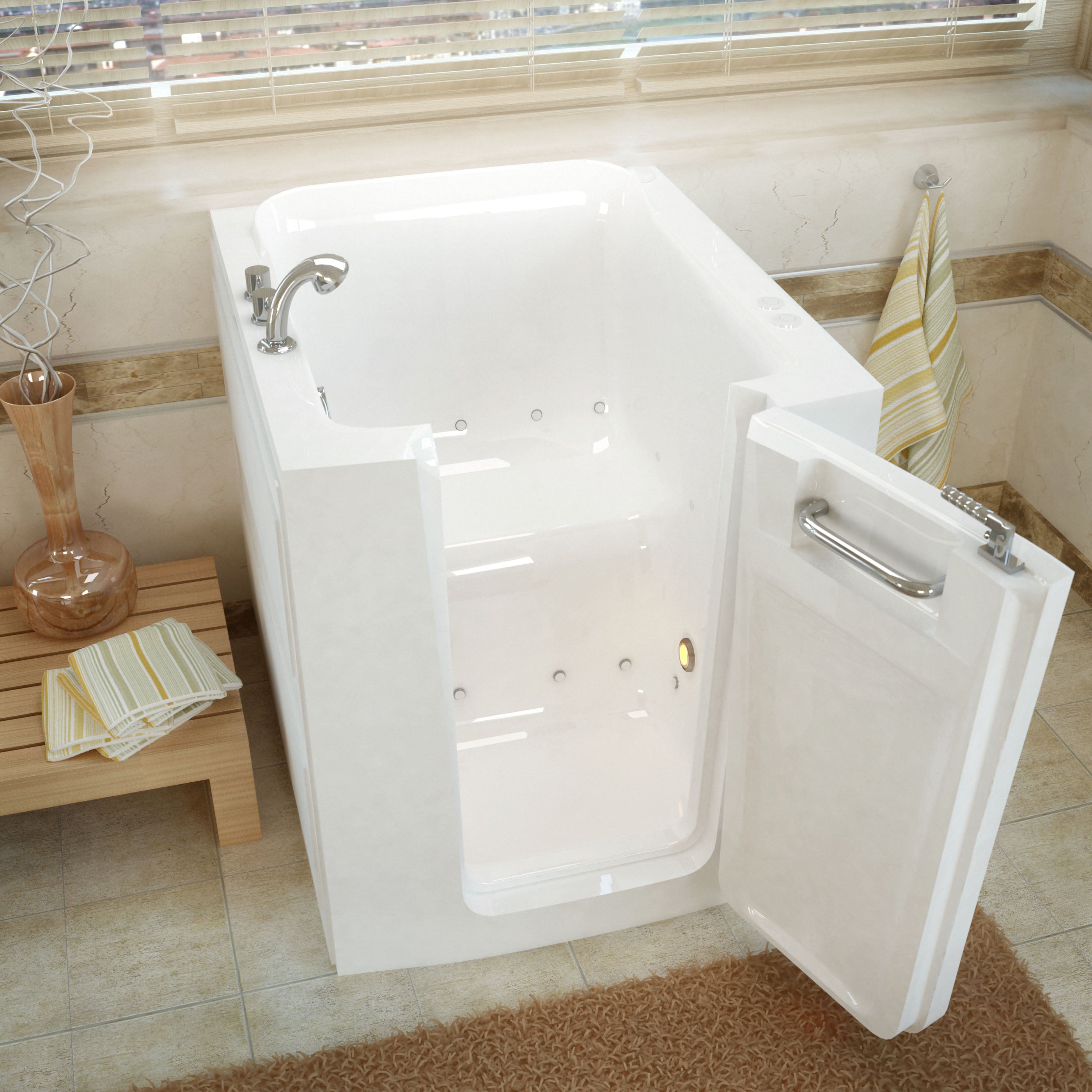 MediTub Walk-In 32 x 38 Right Door White Air Jetted Walk-In Bathtub