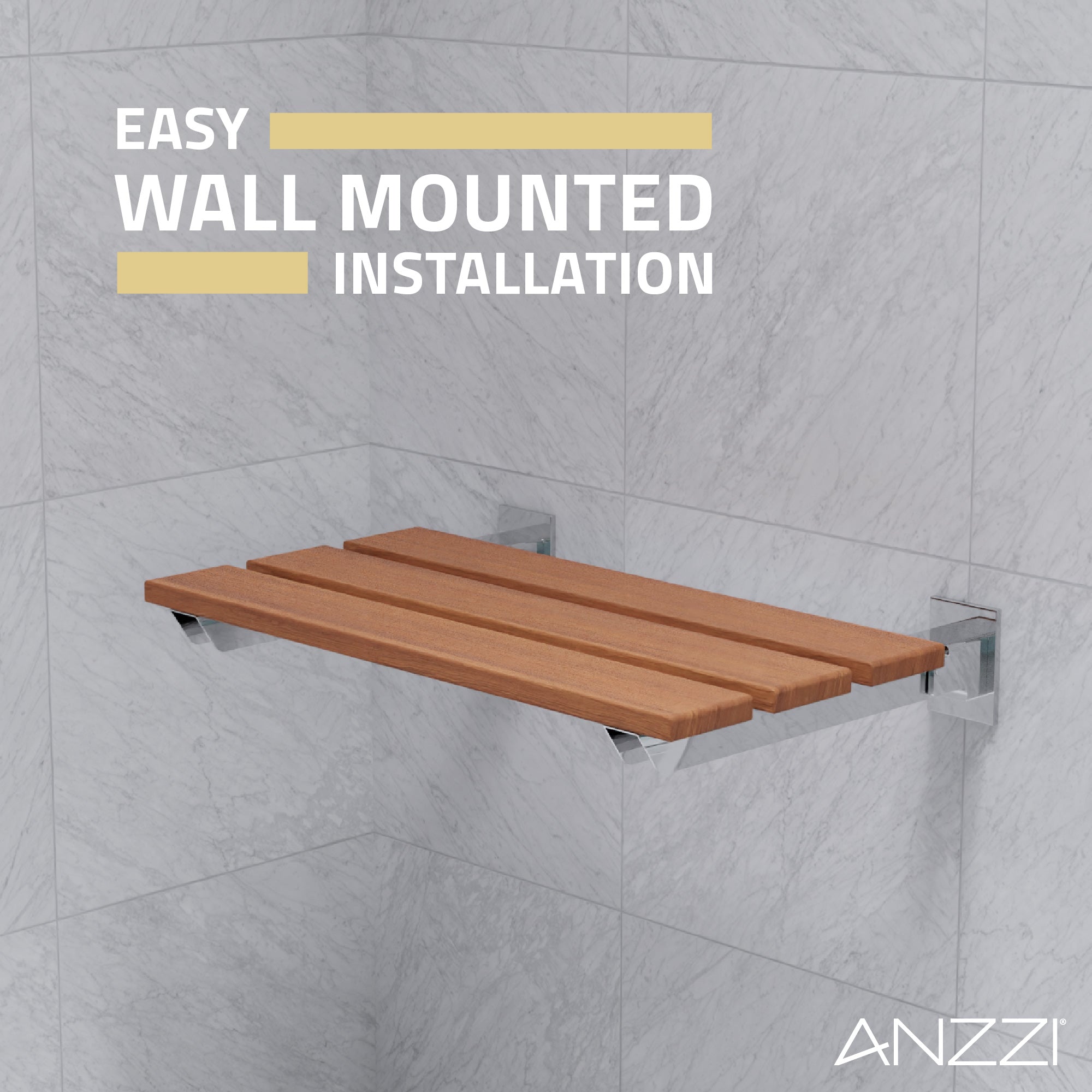 Bohemian 18.7 in. Teak Wall Mounted Folding Shower Seat