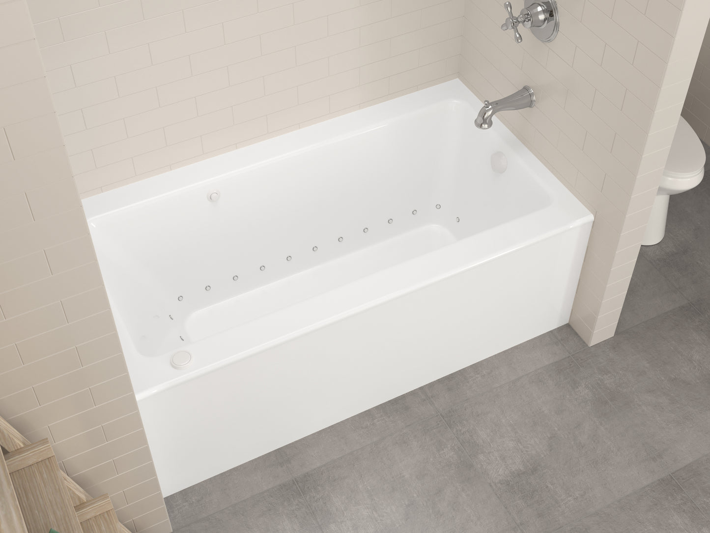 Atlantis Whirlpools Soho 32 x 60 Front Skirted Air Massage Tub - Acrylic, Alcove Installation