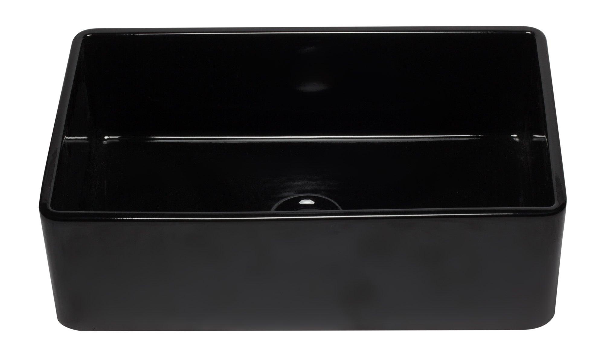 ALFI brand AB3320SB-BG 33 inch Black Reversible Single Fireclay Farmhouse Kitchen Sink