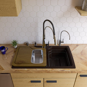ALFI brand AB3520DI-C Chocolate 35" Drop-In Single Bowl Granite Composite Kitchen Sink