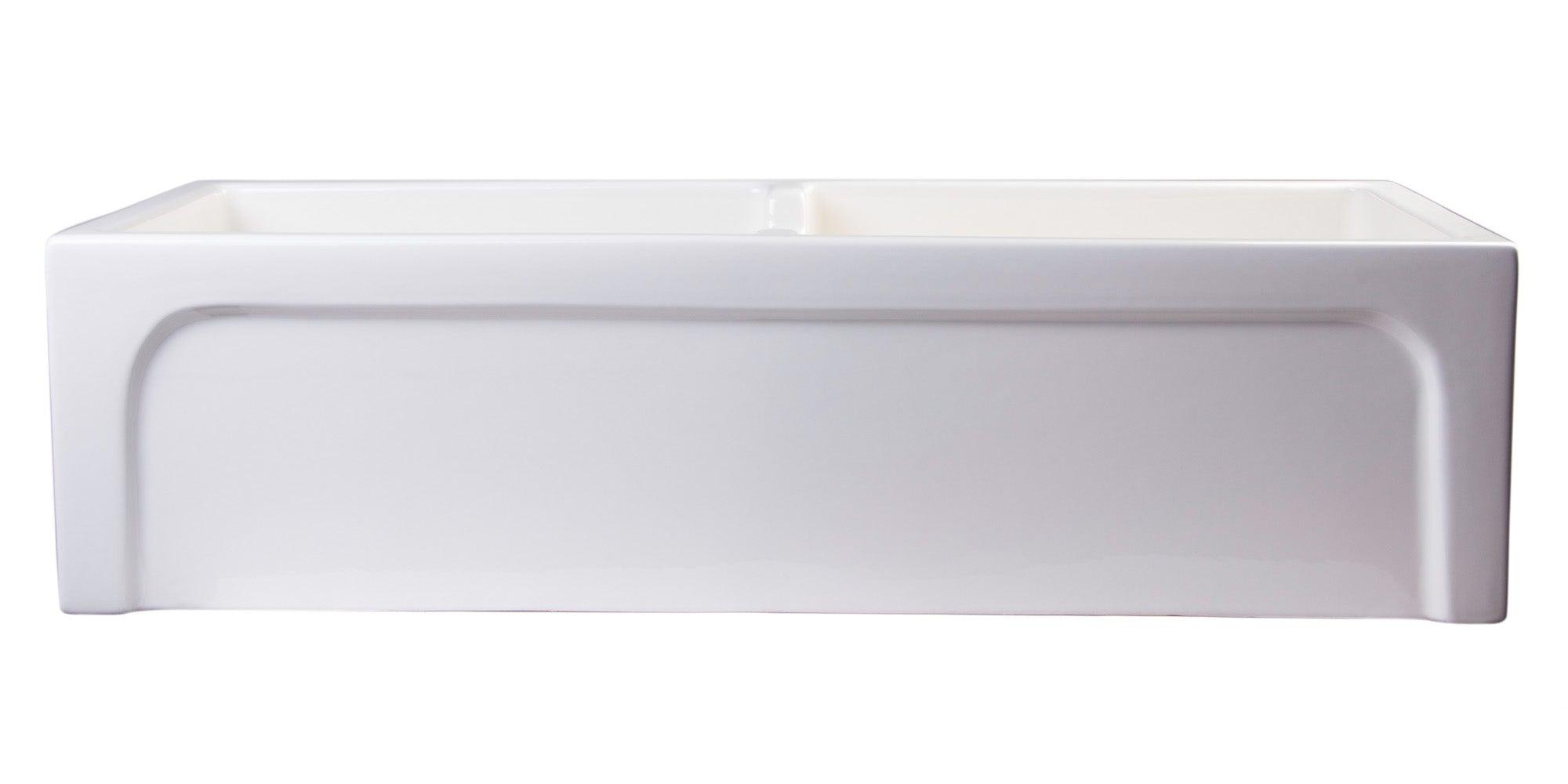 ALFI brand AB3918ARCH-B  39" Biscuit Arched Apron Thick Wall Fireclay Double Bowl Farm Sink
