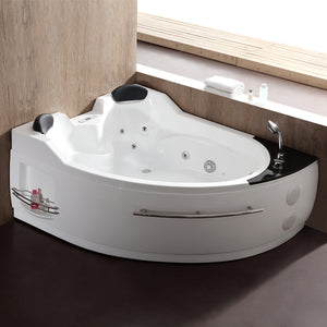EAGO AM113ETL-R 5.5 ft Left Drain Corner Acrylic White Whirlpool Bathtub for Two