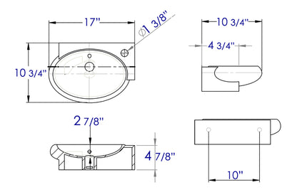 ALFI brand AB107 Small White Wall Mounted Ceramic Bathroom Sink Basin