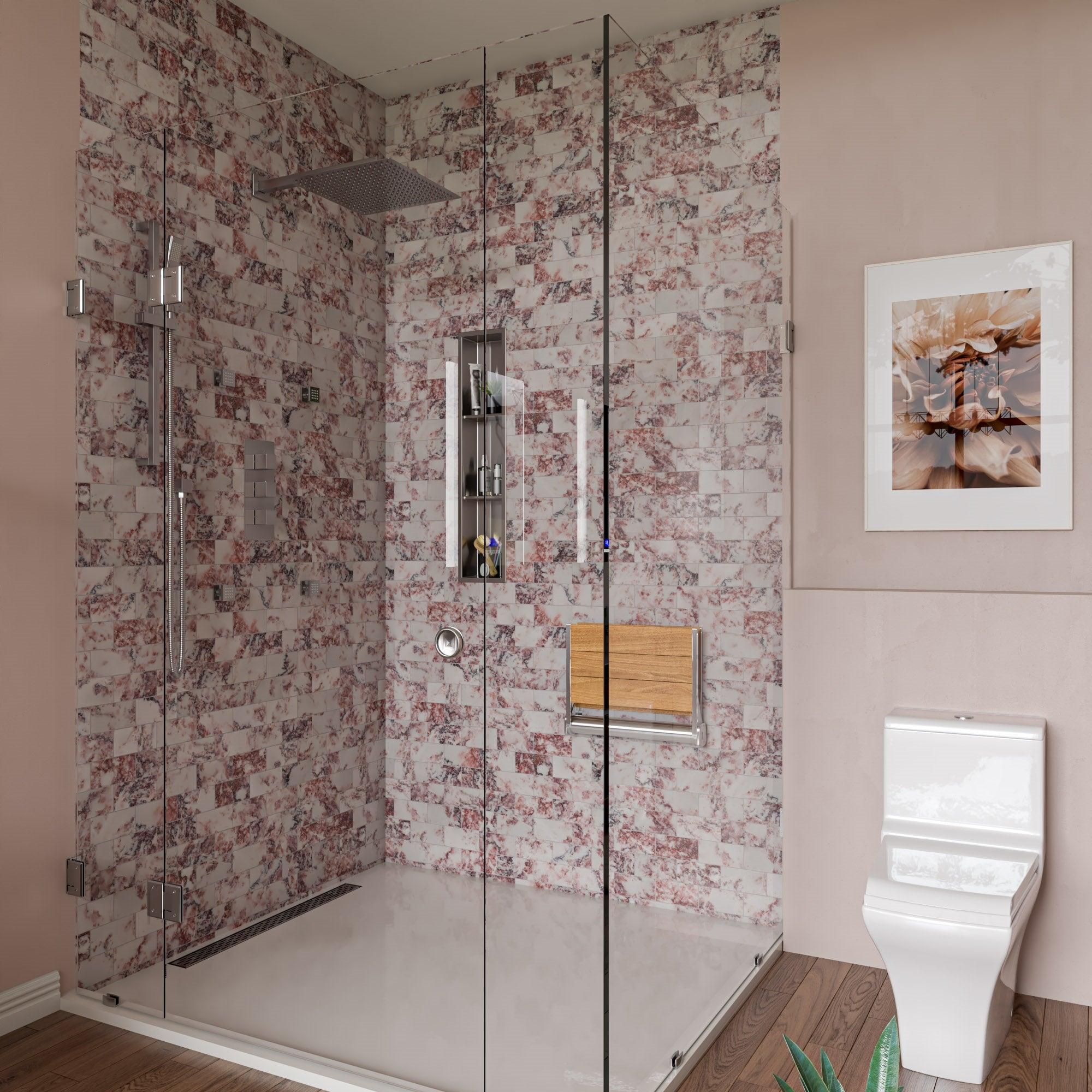 ALFI brand AB2901-BN Brushed Nickel Concealed 4-Way Thermostatic Valve Shower Mixer /w Square Knobs