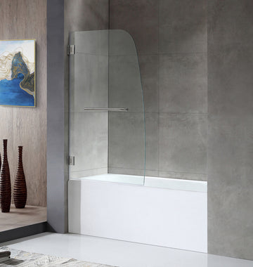 Anzzi 5 ft. Acrylic Rectangle Tub in White With 34 in. by 58 in. Frameless Hinged Tub Door