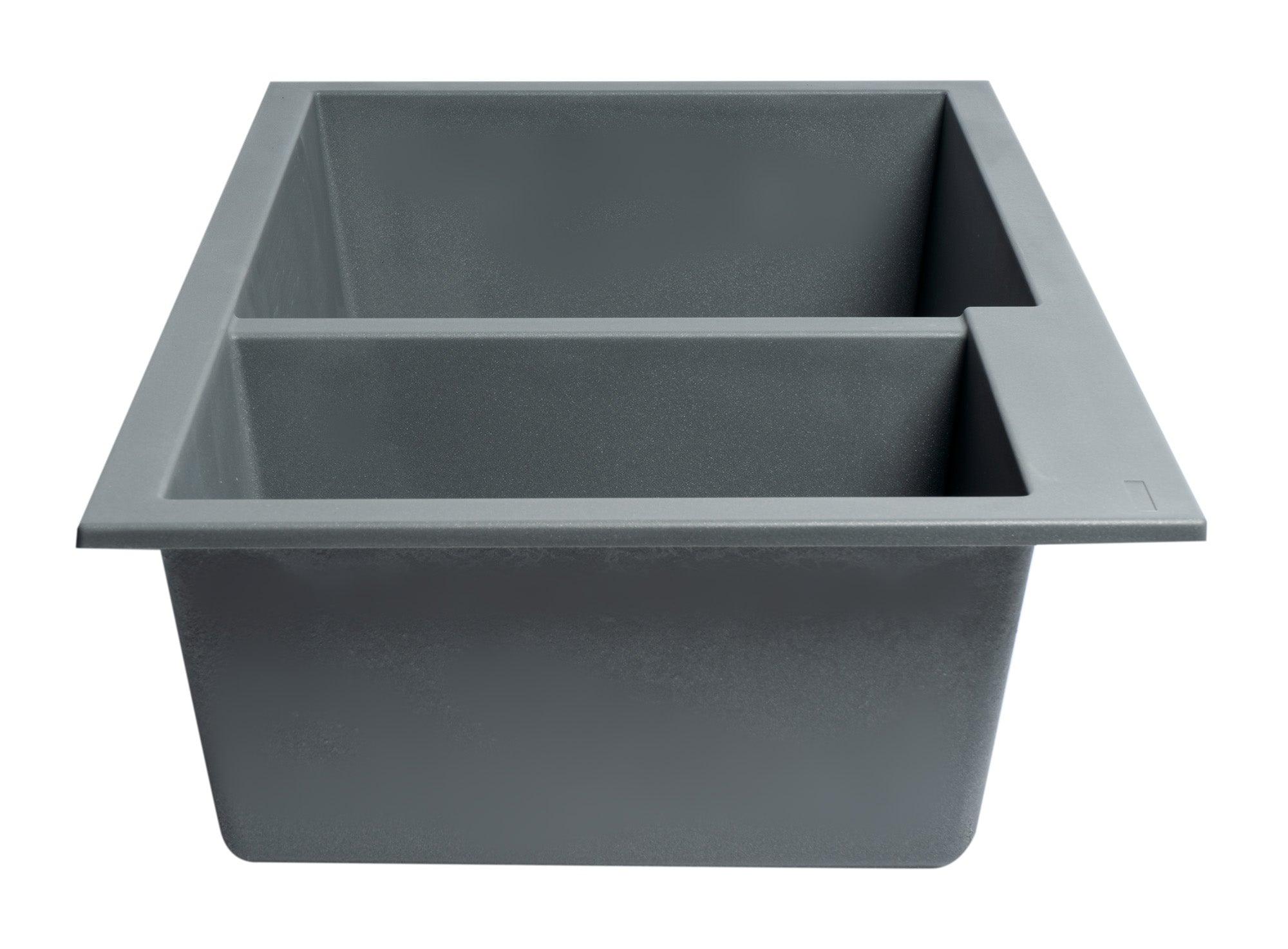 ALFI brand AB3319UM-T Titanium 34" Double Bowl Undermount Granite Composite Kitchen Sink