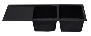 ALFI brand AB4620DI-BLA Black 46" Double Bowl Granite Composite Kitchen Sink with Drainboard