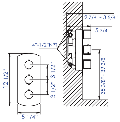 ALFI brand AB3901-PC Polished Chrome Round 2 Way Thermostatic Shower Mixer