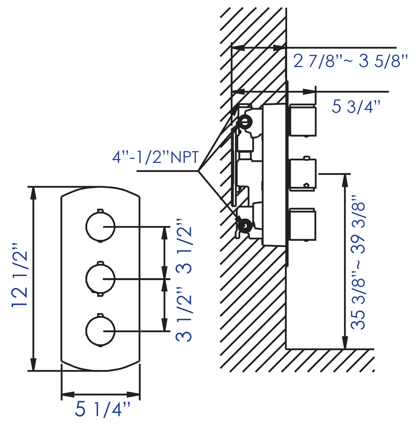 ALFI brand AB3901-BN Brushed Nickel Round 2 Way Thermostatic Shower Mixer