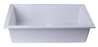 ALFI brand AB3020UM-W White 30" Undermount Single Bowl Granite Composite Kitchen Sink