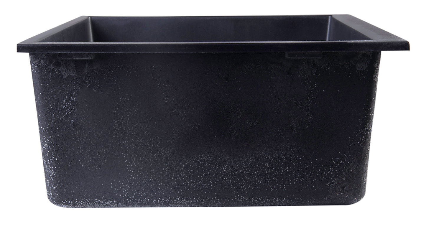 ALFI brand AB3020UM-BLA Black 30" Undermount Single Bowl Granite Composite Kitchen Sink