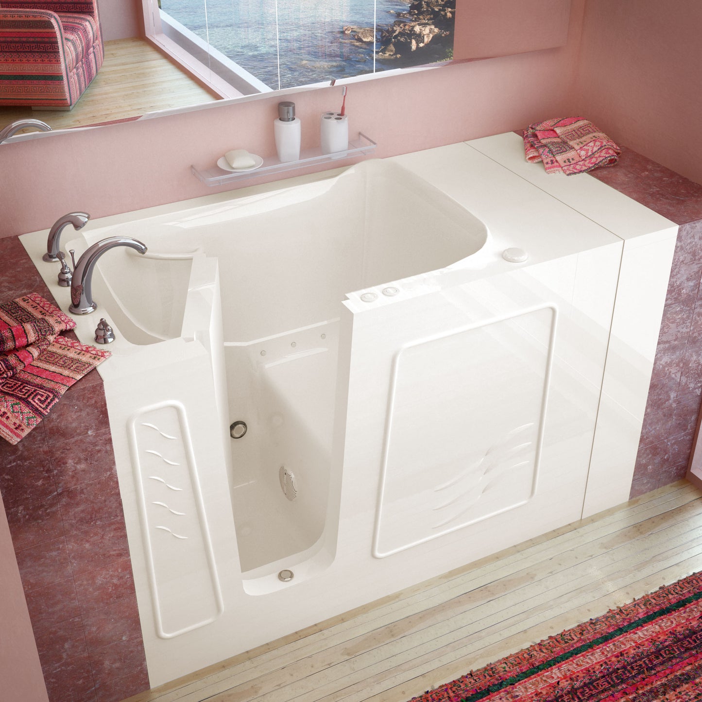 MediTub Walk-In 30 x 53 Left Drain Air Jetted Walk-In Bathtub in Biscuit