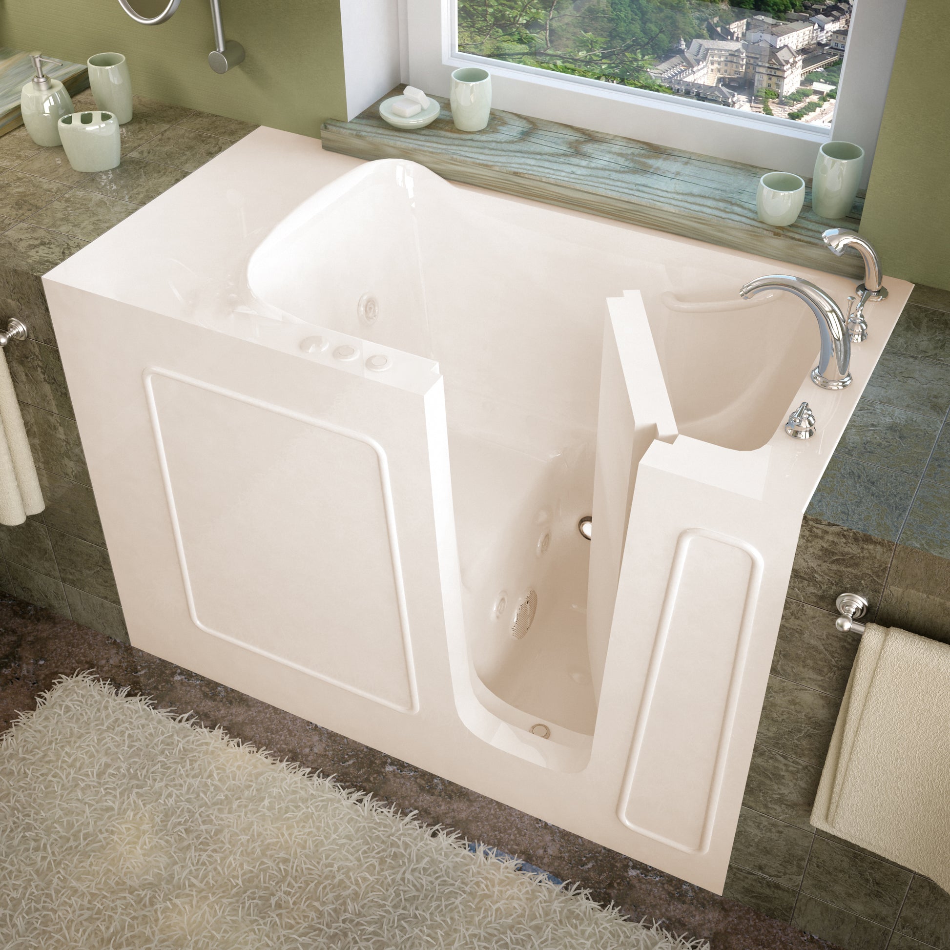 MediTub Walk-In 26 x 53 Right Drain Whirlpool Jetted Walk-In Biscuit Bathtub 2653RBH