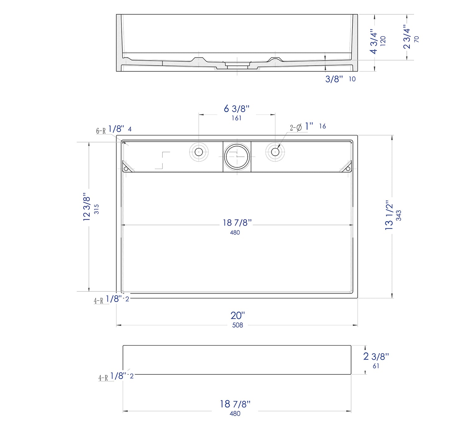 ALFI brand ABRS2014 20" x 14" White Matte Solid Surface Resin Sink