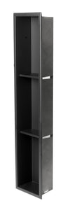 ALFI brand ABNC0836-BLA 8" x 36" Black Matte Stainless Steel Vertical Triple Shelf Bath Shower Niche