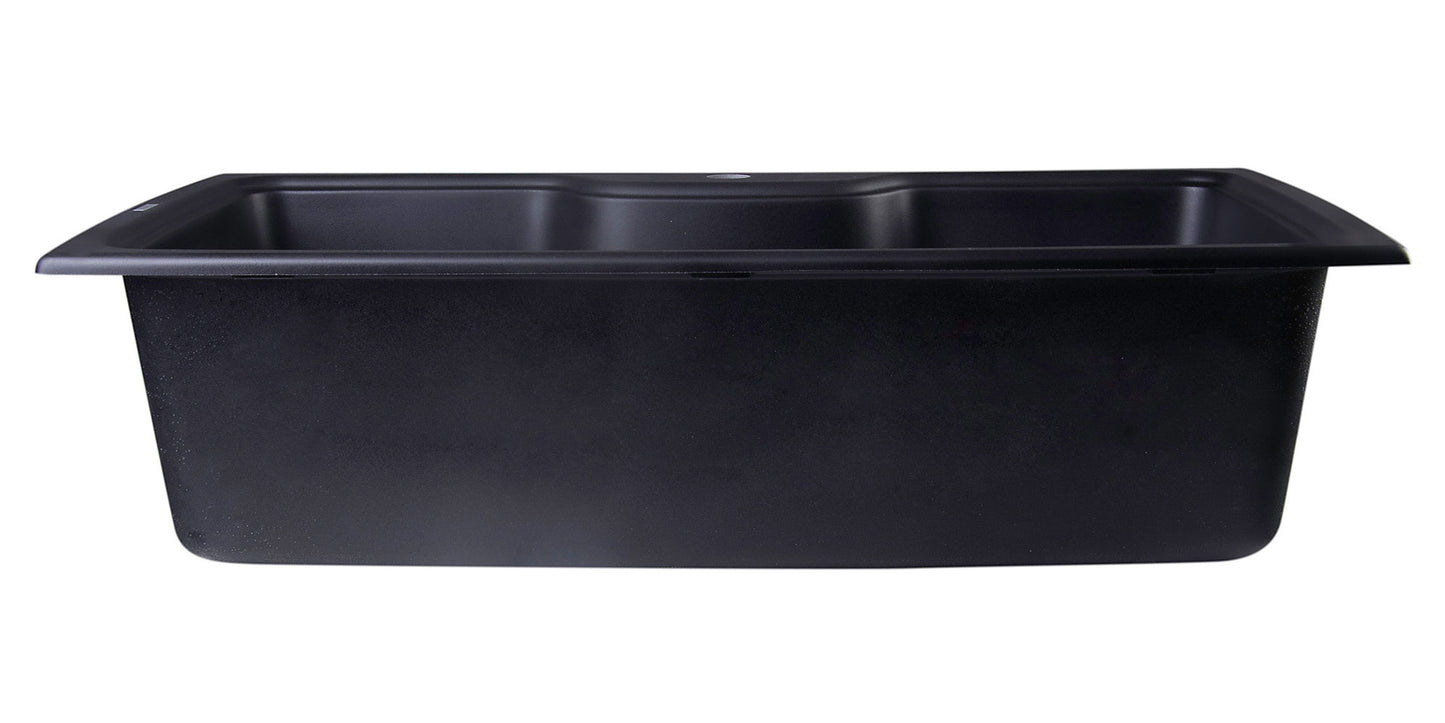 ALFI brand AB3520DI-BLA Black 35" Drop-In Single Bowl Granite Composite Kitchen Sink