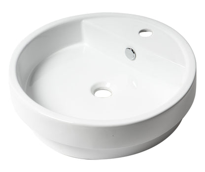 ALFI brand ABC702 White 19" Round Semi Recessed Ceramic Sink with Faucet Hole