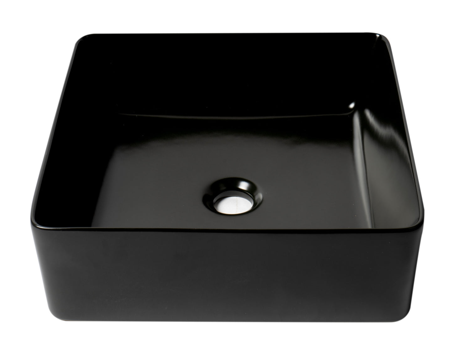 ALFI brand ABC903-BM Black Matte 16" Modern Square Above Mount Ceramic Sink