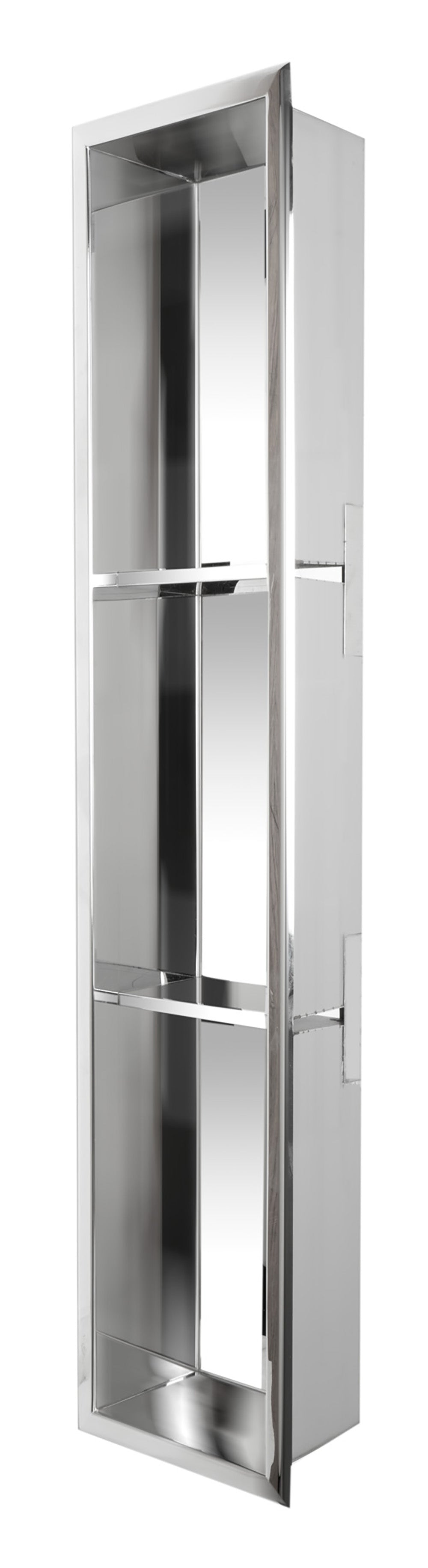 ALFI brand ABN0836-PSS 8 x 36 Polished Stainless Steel Vertical Triple Shelf Bath Shower Niche