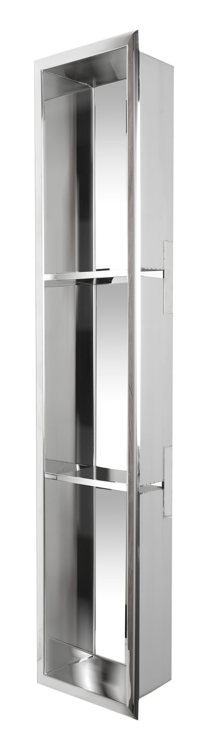 ALFI brand ABN0836-PSS 8 x 36 Polished Stainless Steel Vertical Triple Shelf Bath Shower Niche