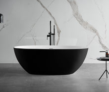Load image into Gallery viewer, ALFI brand AB9975BM 59&quot; Black &amp; White Matte Oval Solid Surface Resin Soaking Bathtub